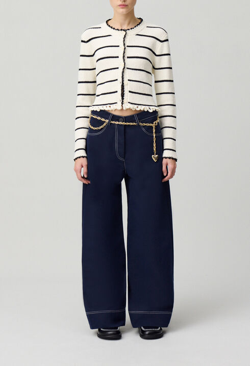 Wide-leg trousers with hems