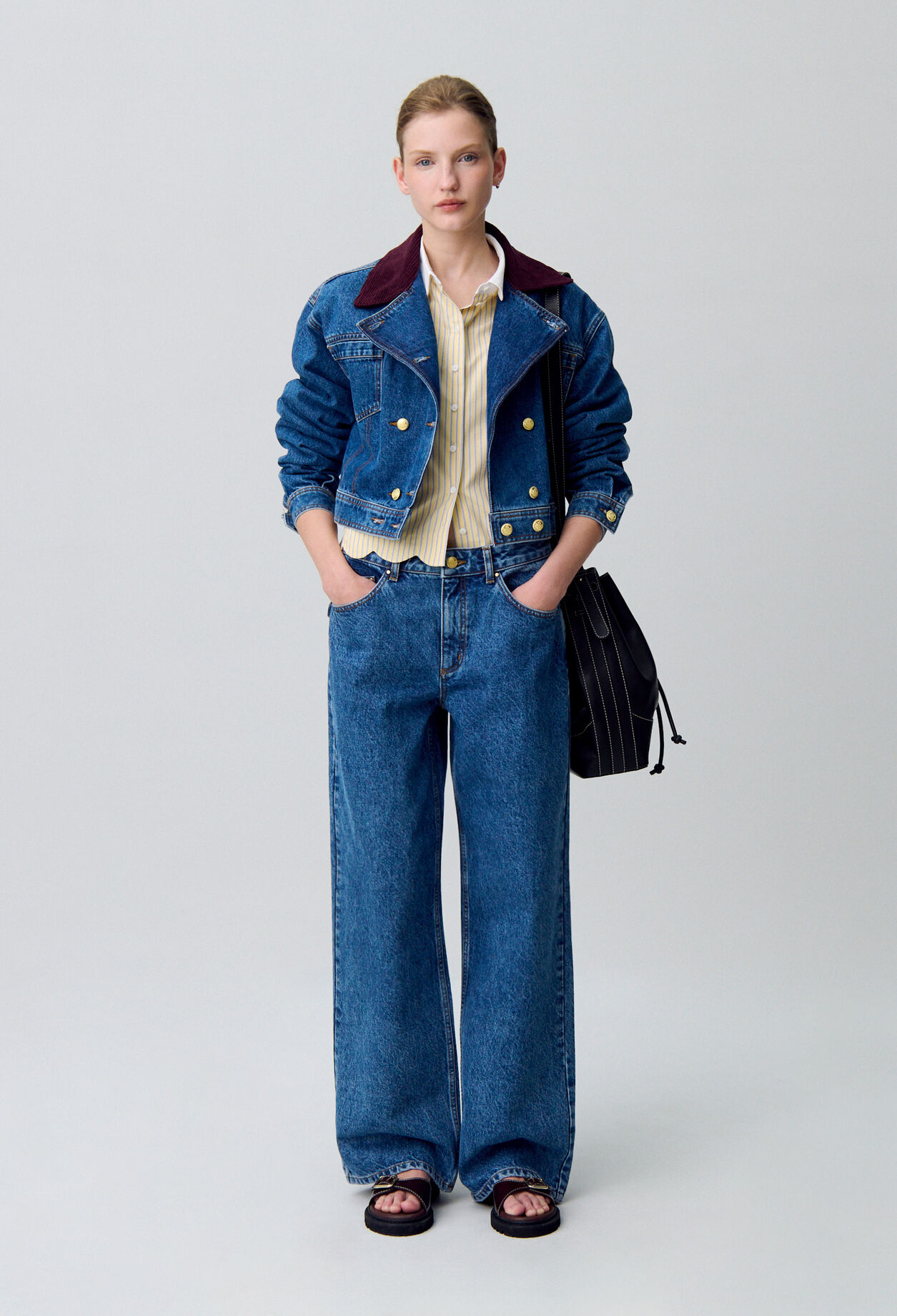 Wide-Leg Straight Denim Jeans Wide-Leg Straight Denim Jeans