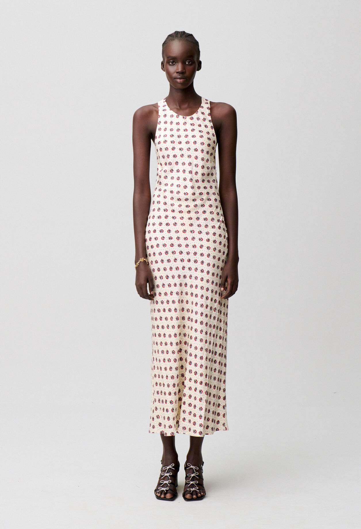 Printed Satin Maxi Dress
