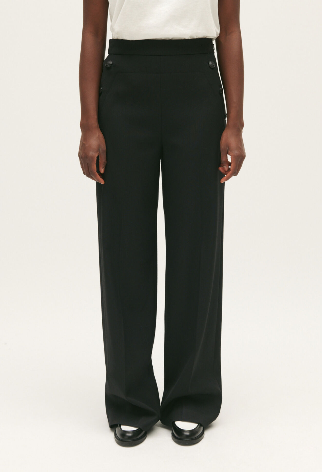 Black trousers with braces