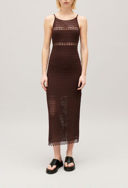 Brown crochet maxi dress
