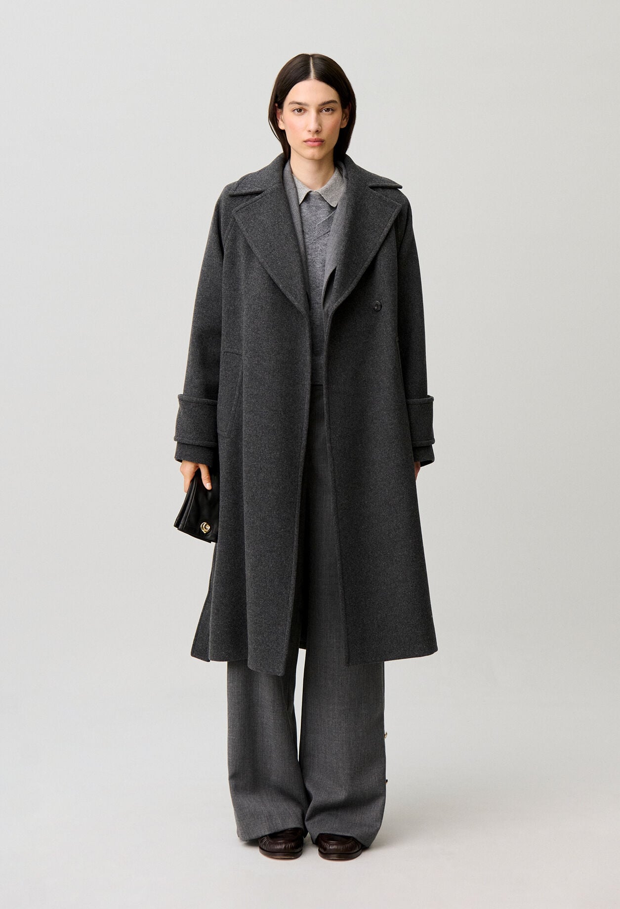 Mid-length wool blend coat
