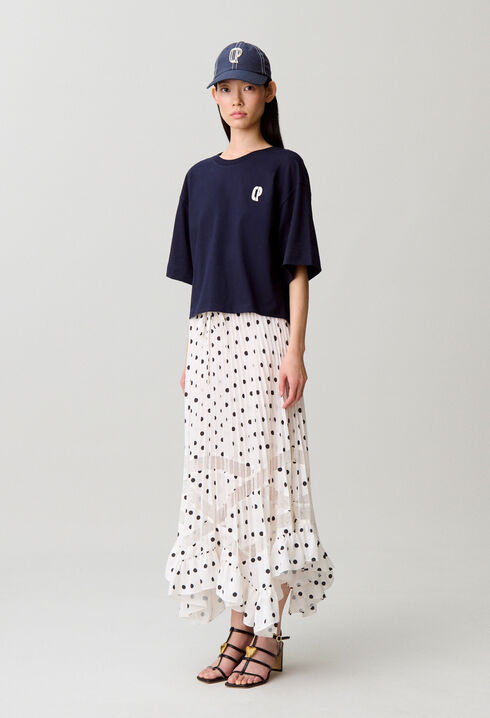 Polka dot pleated skirt