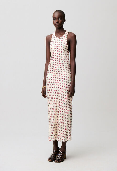 Printed Satin Maxi Dress