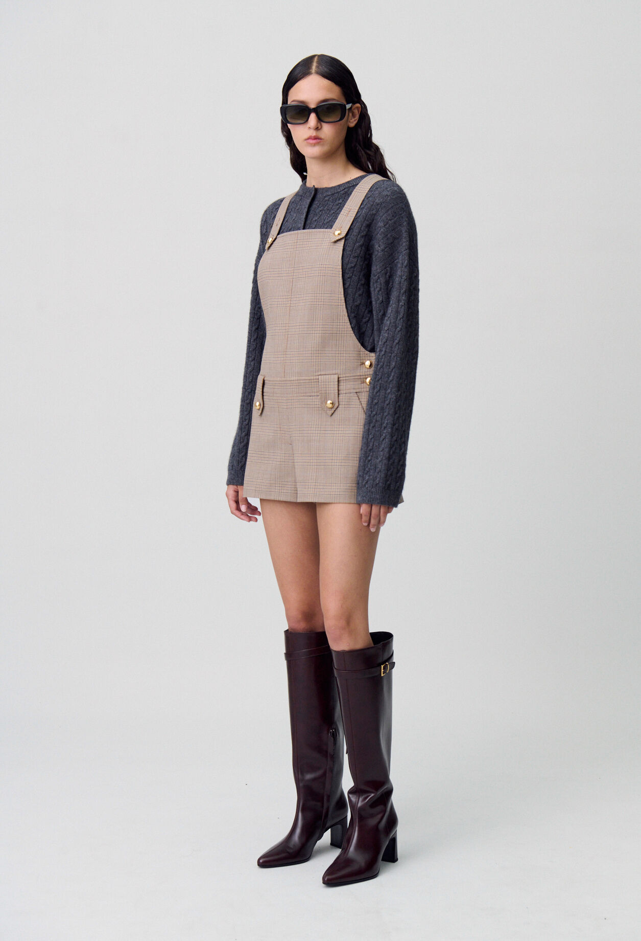 Checked dungaree playsuit Checked dungaree playsuit