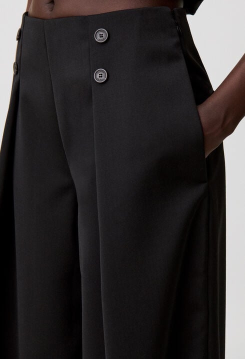 Wide-leg wool-blend trousers