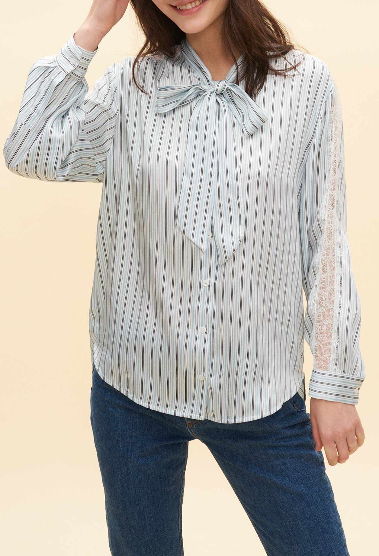 Ascot neckline shirt