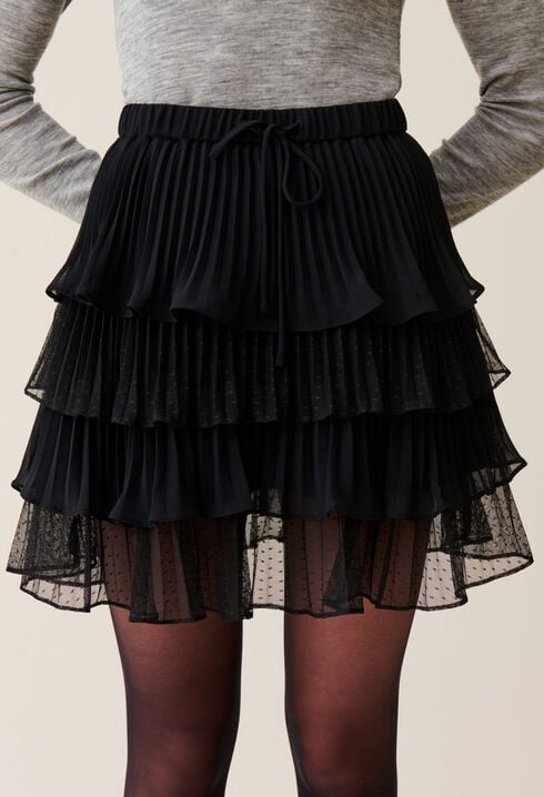Black short ruffled skirt