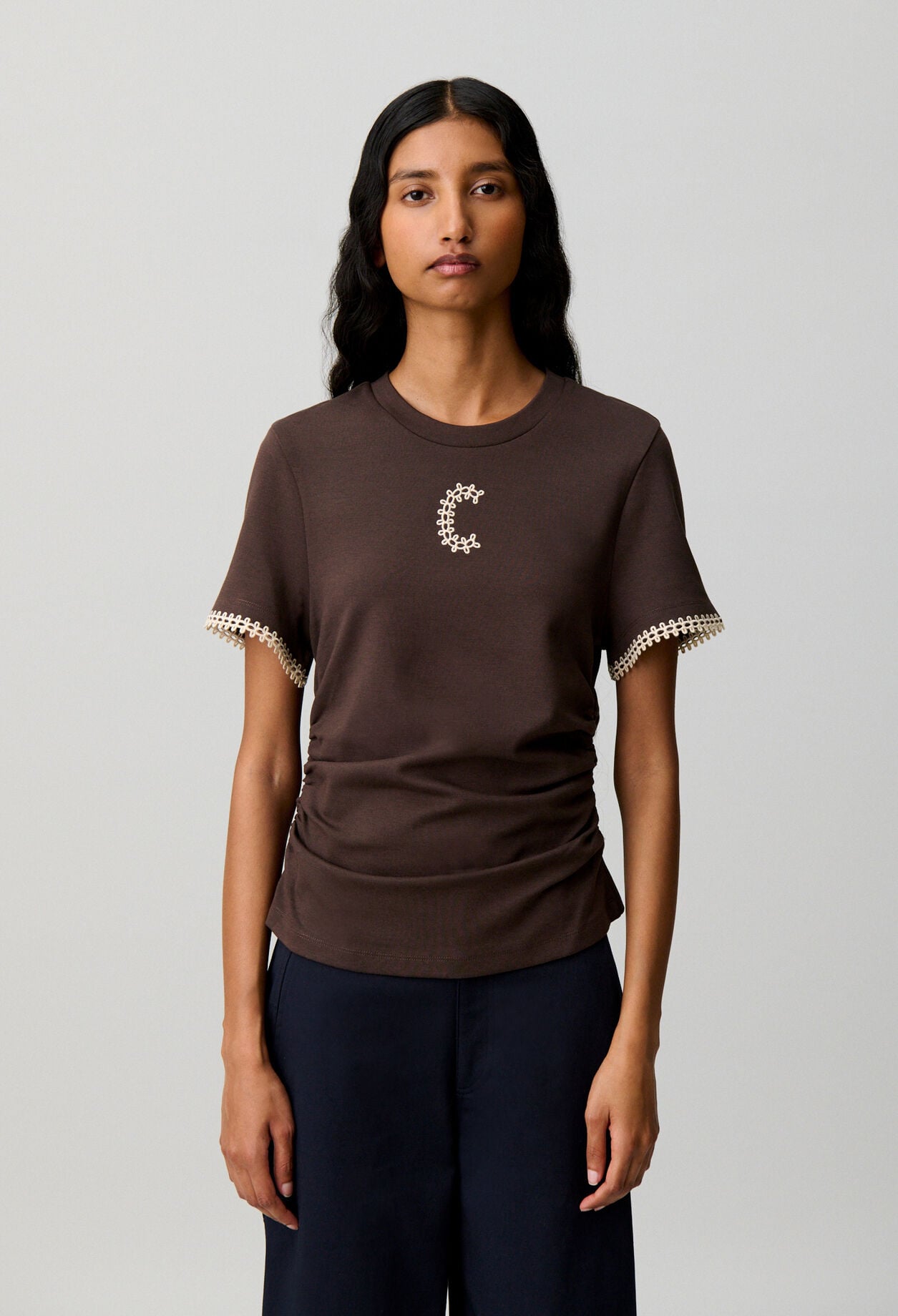 Draped short sleeve T-shirt