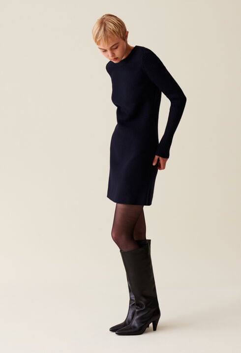 Short ribbed back knit dress