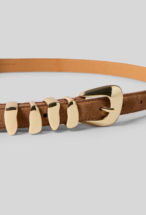 Smooth leather belt organic buckle