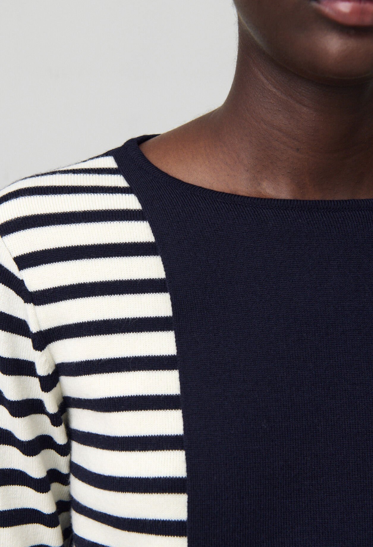 Short Striped Jumper with Plain Flap