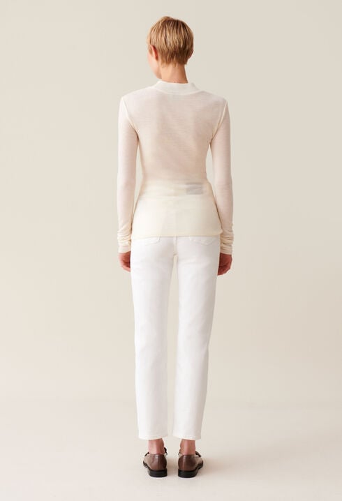 Wool top with high neck