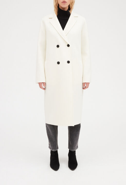Ecru straight mid-length coat