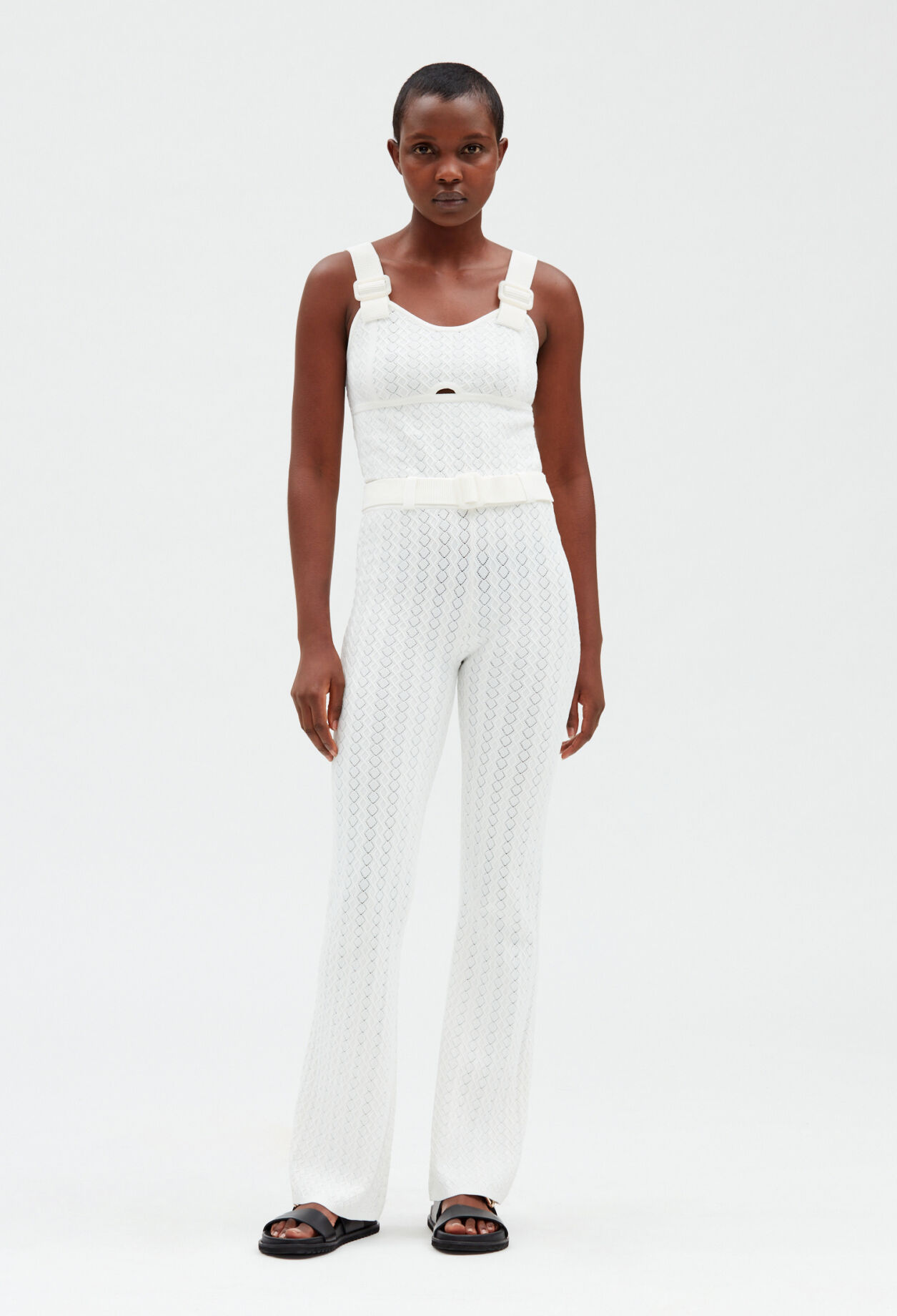 Off-whit knit trousers