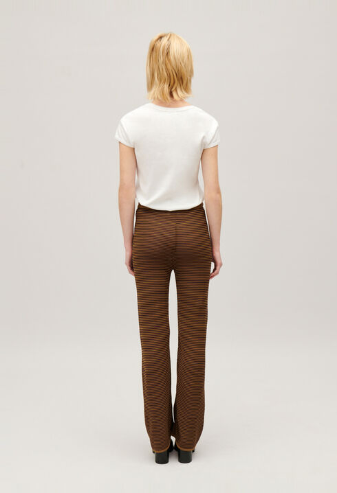 Brown striped trousers