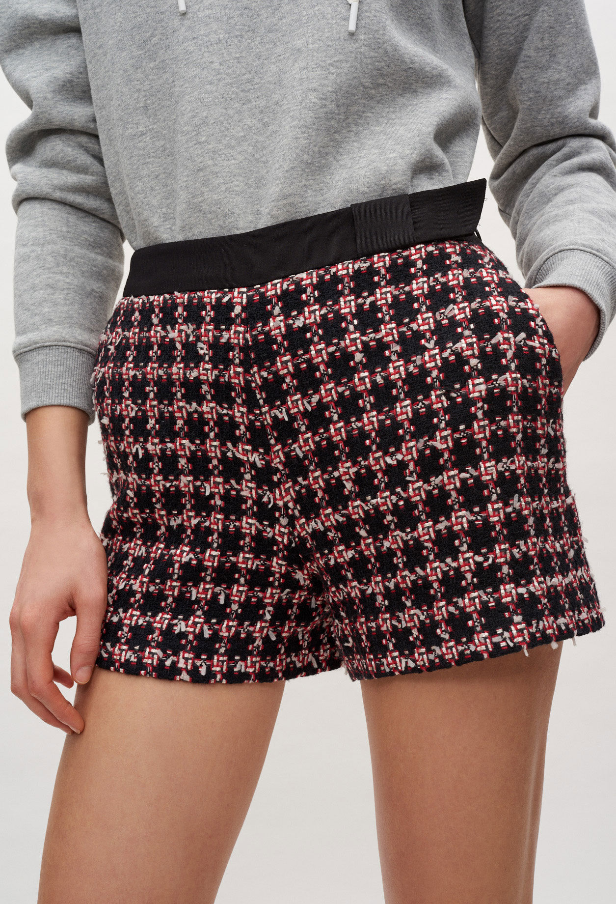 High-waisted tweed shorts High-waisted tweed shorts