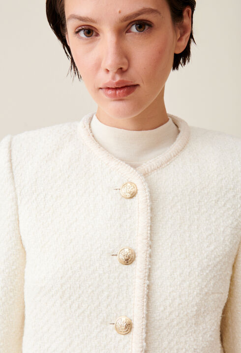 Short ivory tweed jacket 