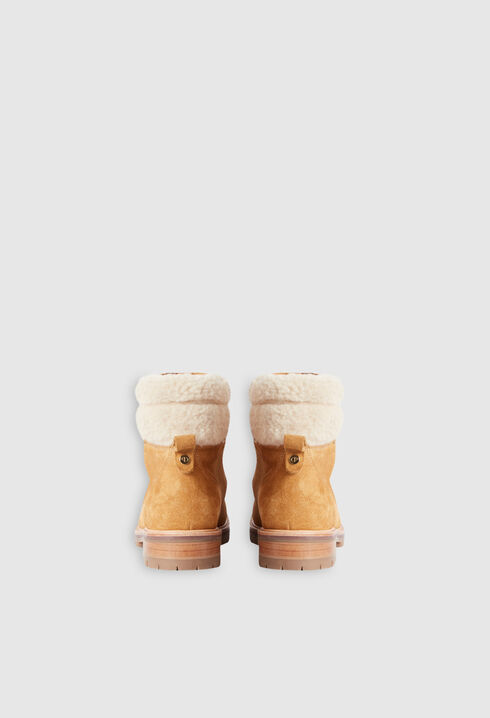 Bottines caramel effet peau lainée