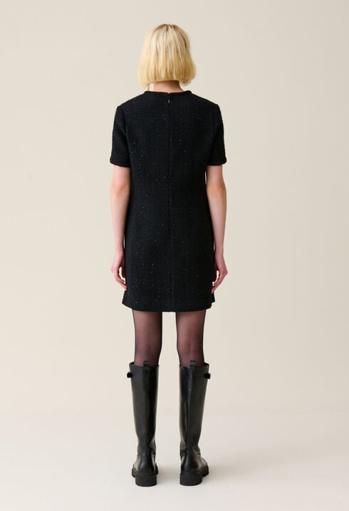 Short black tweed dress