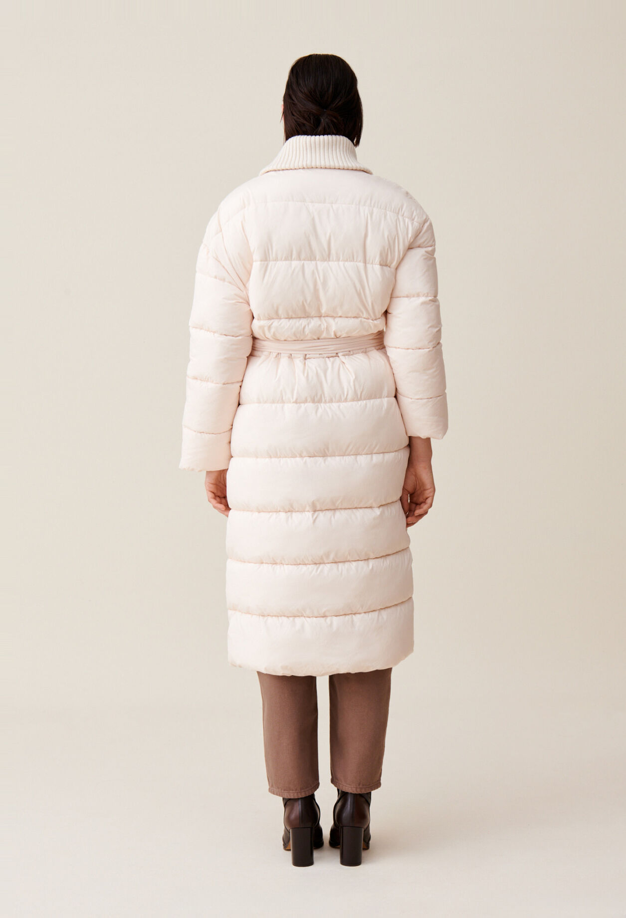 Long padded shawl collar coat