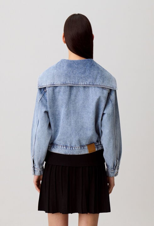 Contrast stitch denim jacket