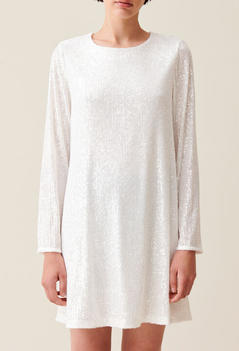 Rififi short ecru dress with sequins