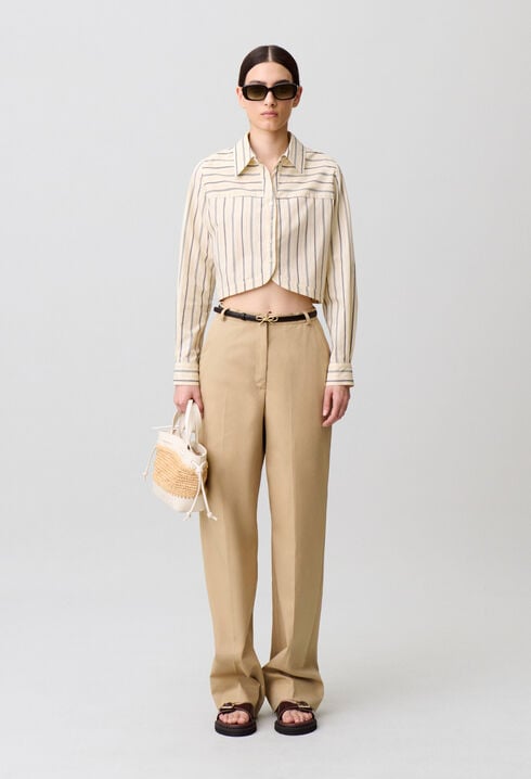 Short-cut striped shirt