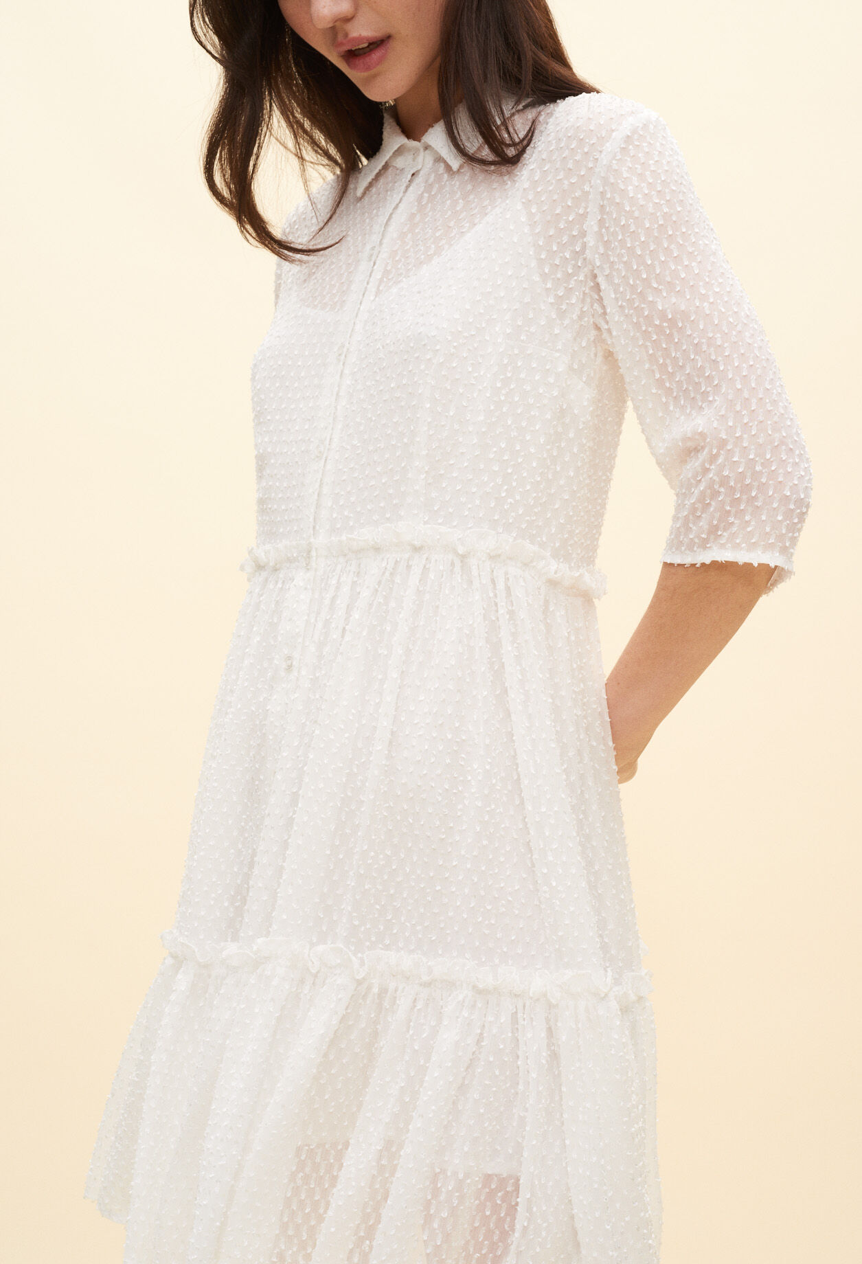 White dotted Swiss shirt dress White dotted Swiss shirt dress