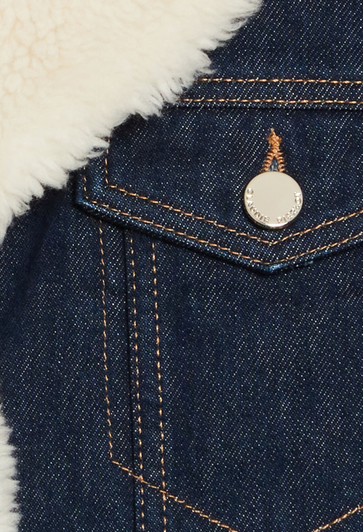 Denim jacket with faux fur lining