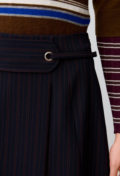 Belted striped skirt