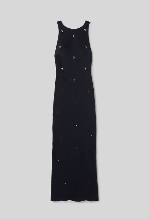 Embellished satin maxi dress