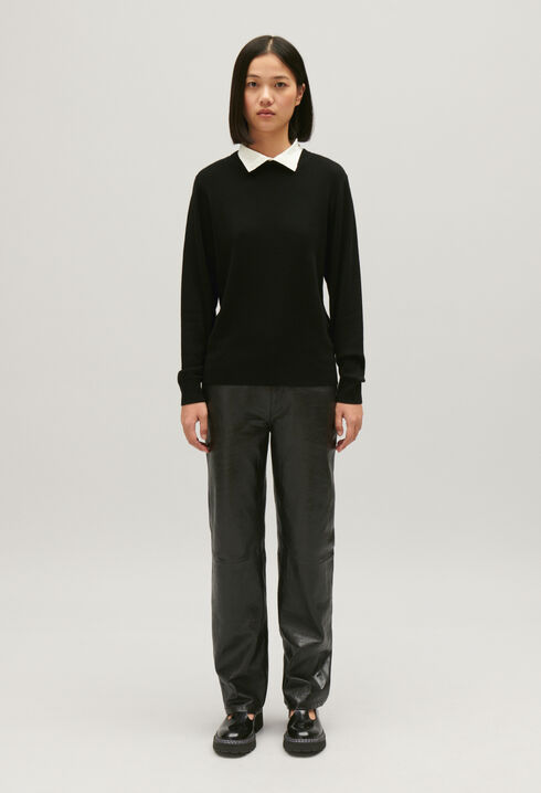 Black wool jumper with high neck