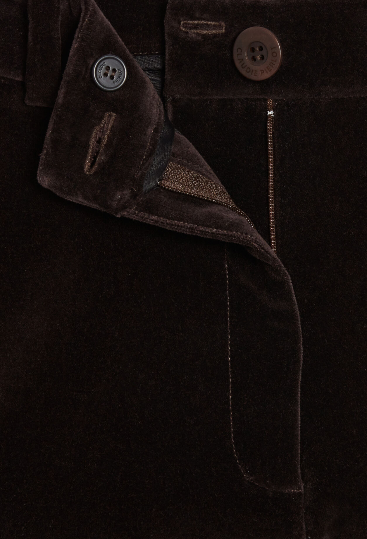 Chocolate velvet suit trousers