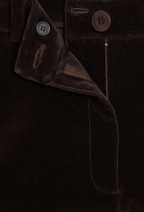 Chocolate velvet suit trousers