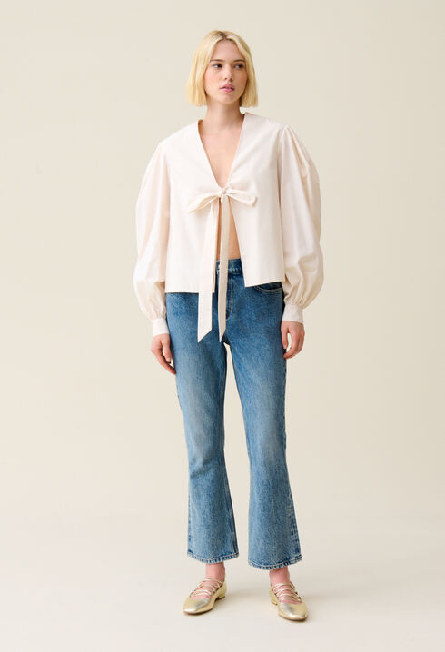 Tie-Front V-Neck Blouse