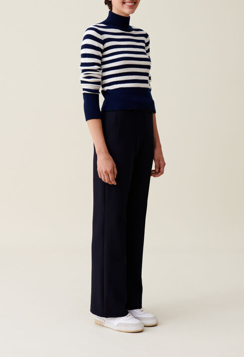 High-neck striped jumper