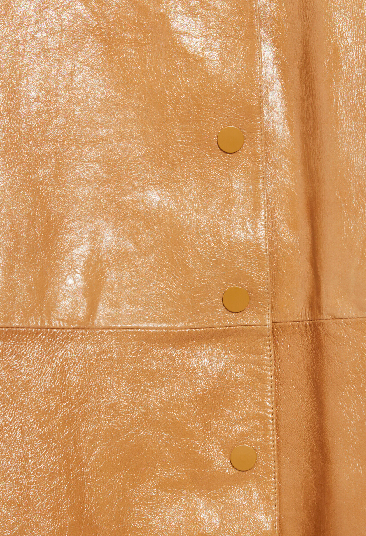 Ochre yellow long leather jacket