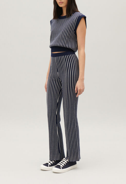 Stripy knit trousers