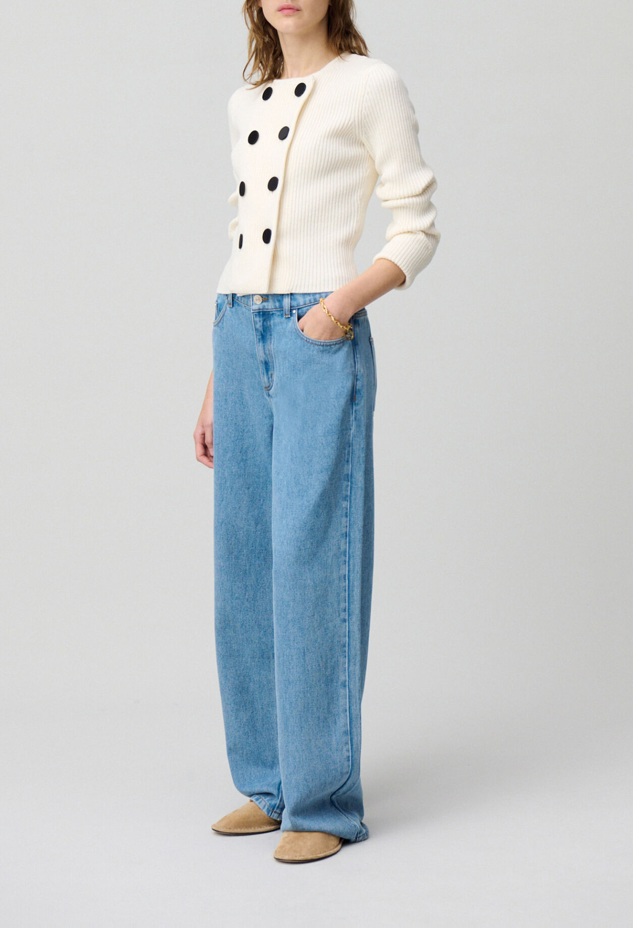 Buttoned wool-blend cardigan