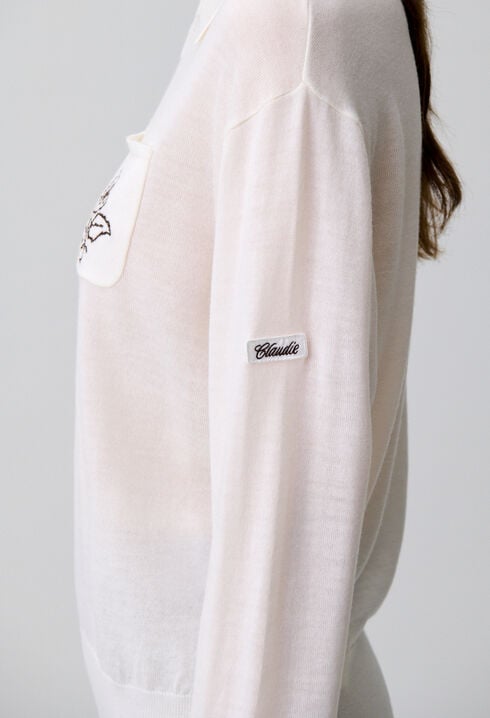 Embroidered flower knit jumper