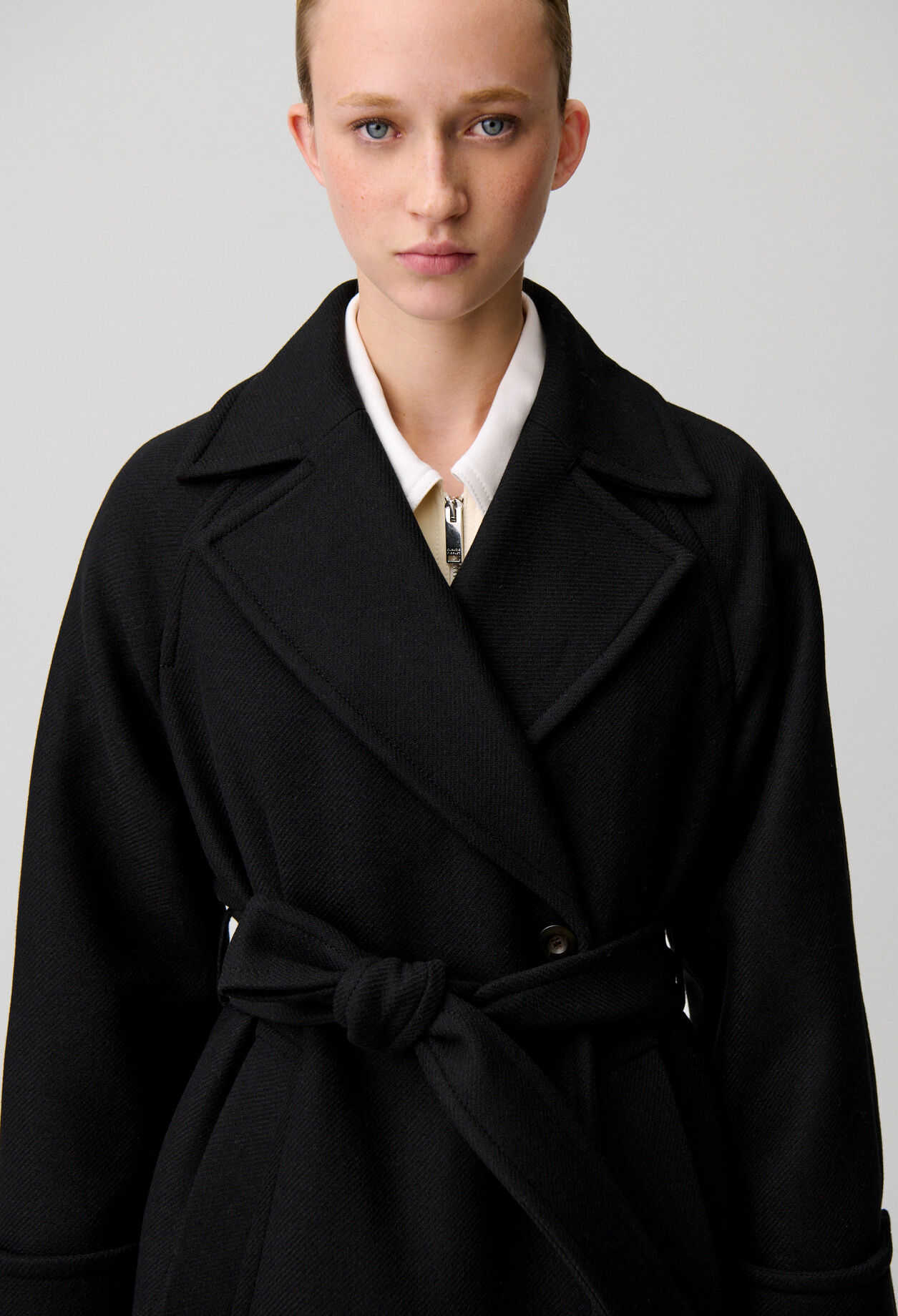 Mid-length wool blend coat