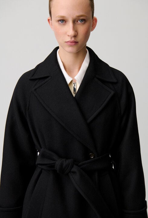Mid-length wool blend coat