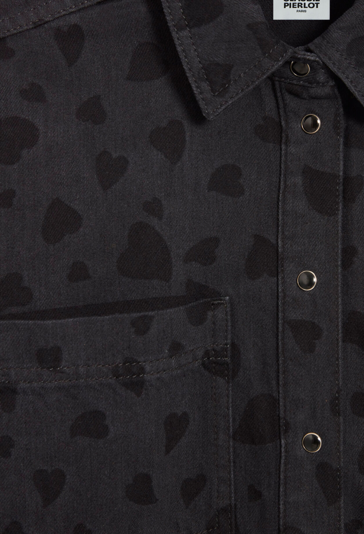 Heart print denim overshirt