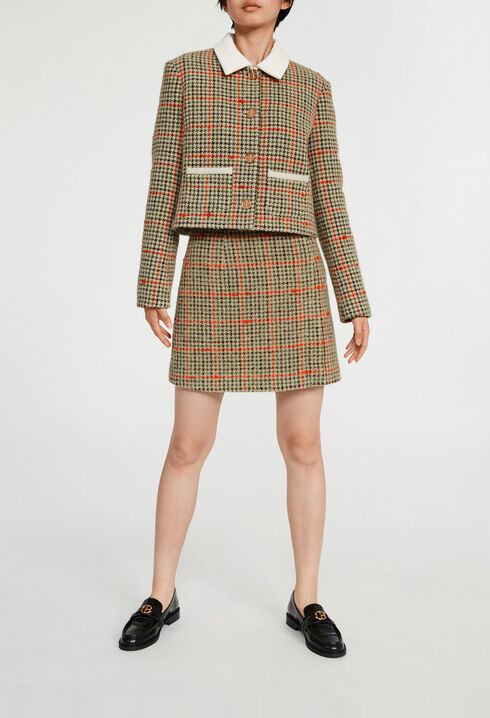 Veste &agrave; carreaux contrast&eacute;