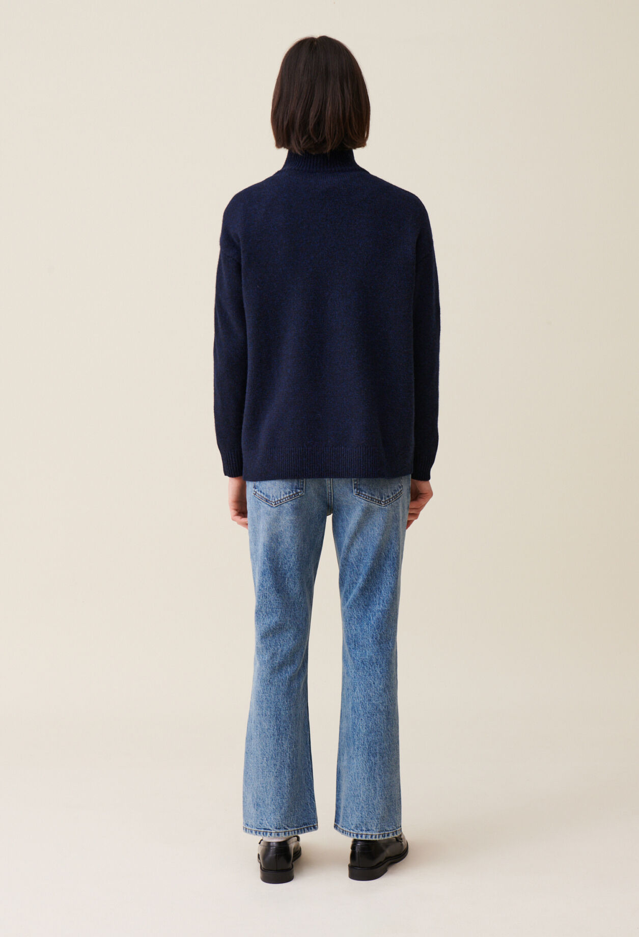 Navy zip-up turtleneck jumper