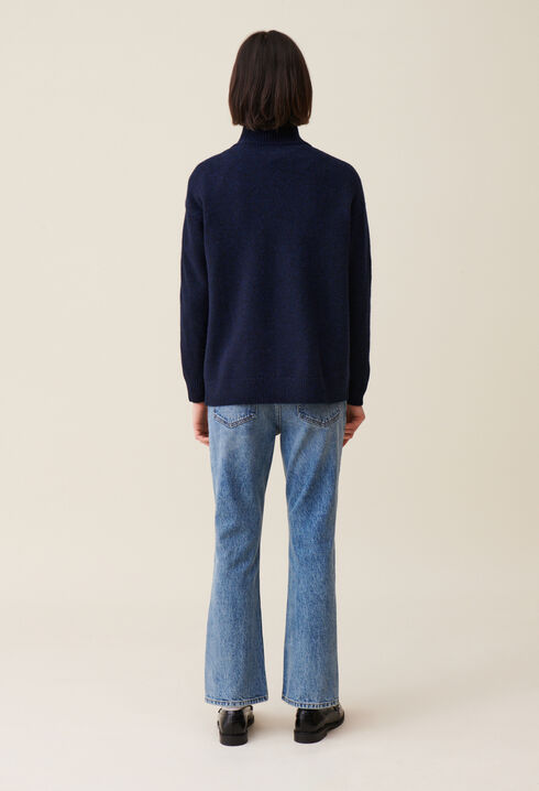 Navy zip-up turtleneck jumper