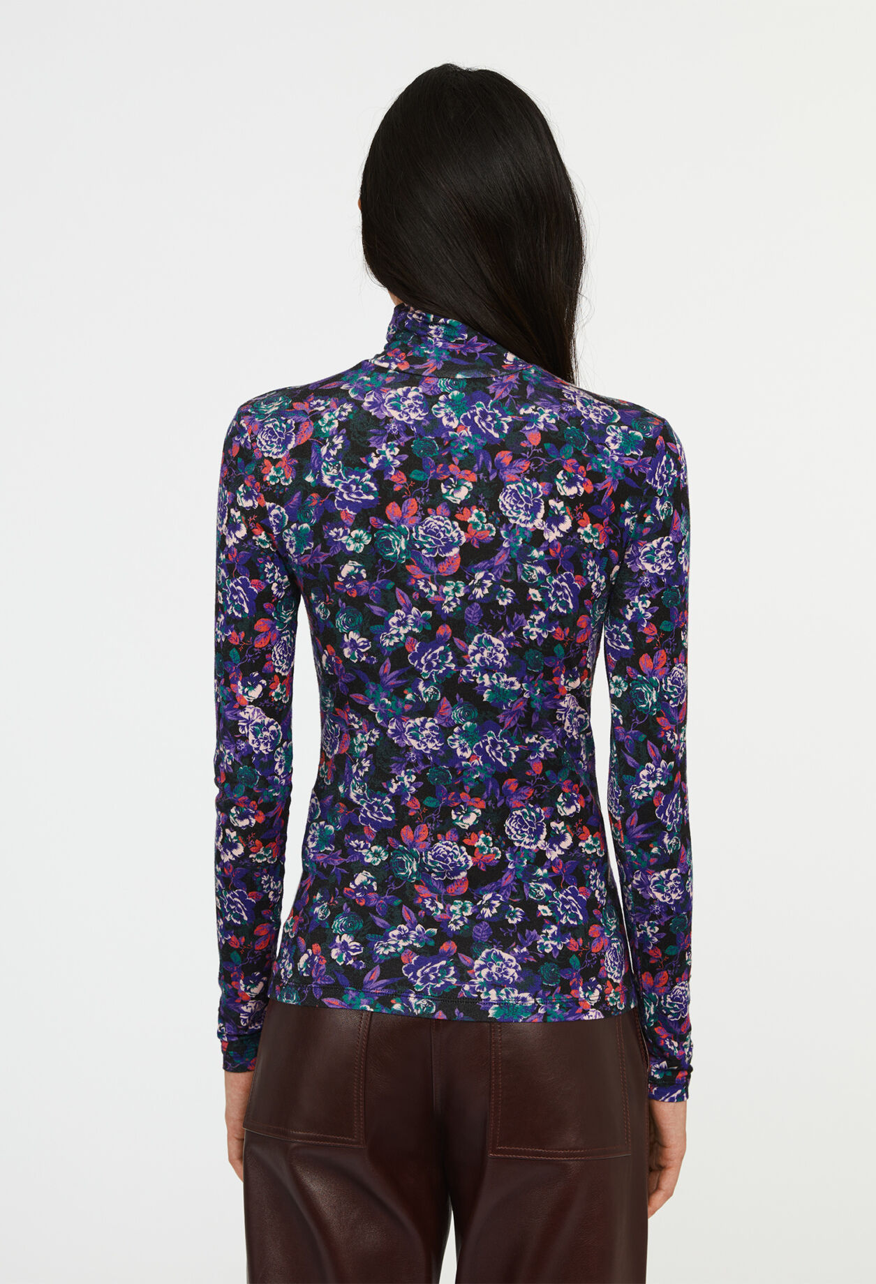 Pull col roulé imprimés floral