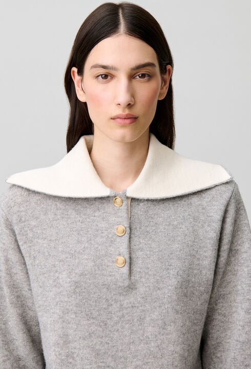 Relaxed wool half-zip jumper