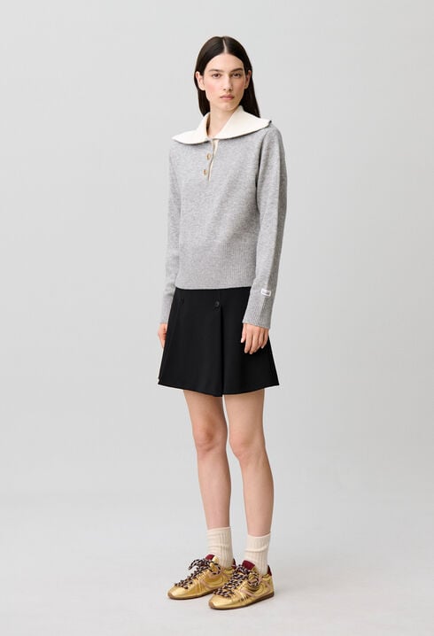 Relaxed wool half-zip jumper